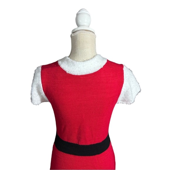 Allison Britney Red White Black V-Neck Sweater Dress Sz S NWOT Mrs Santa Claus - Picture 5 of 14